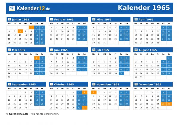 Kalender 1965